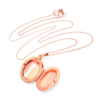 Ovales Medaillon aus rosévergoldetem Sterlingsilber, gravierbar, 16–22 Zoll