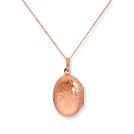 Rosévergoldet Sterlingsilber Oval Graviert Medaille 40,5 - 56 cm