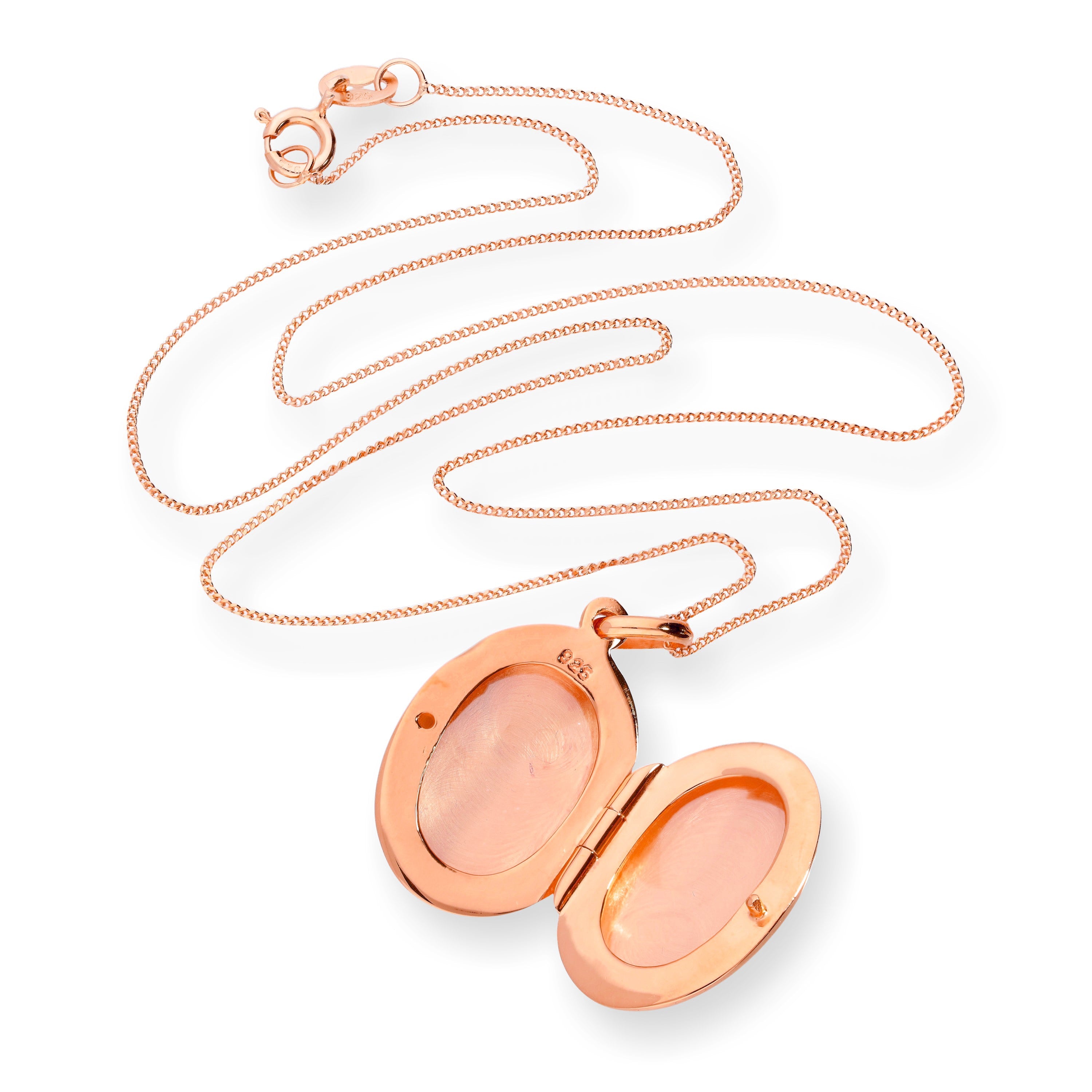 Rosévergoldet Sterlingsilber Oval Graviert Medaille 40,5 - 56 cm