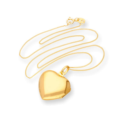 Vergoldetes Sterling Silber Gravierbares Herz Medaillon an Kette 16 - 22 Zoll