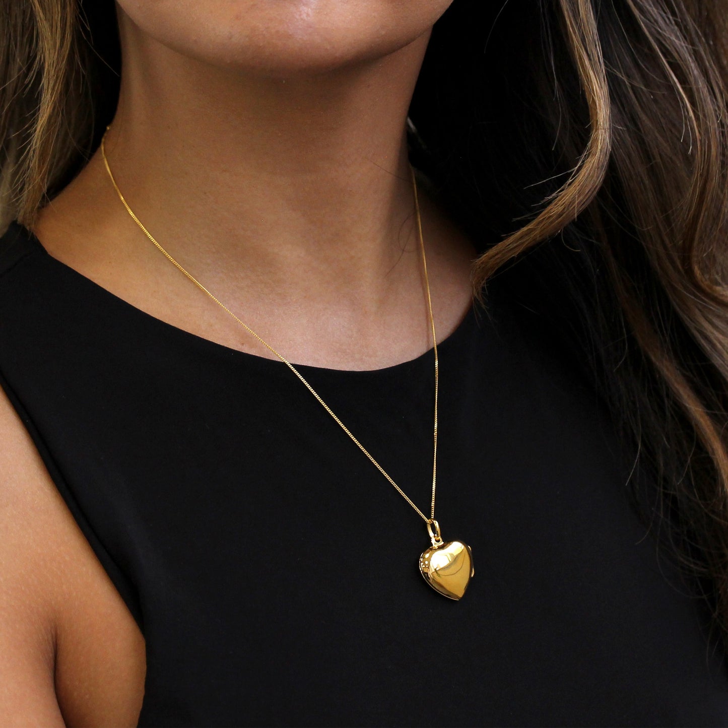 Vergoldetes Sterling Silber Gravierbares Herz Medaillon an Kette 16 - 22 Zoll