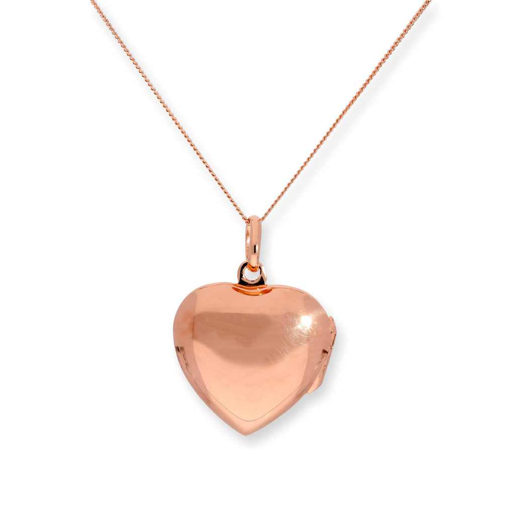 Roségoldbeschichtetes Sterlingsilber Gravierbares Herz Medaillon 16 - 22 Zoll