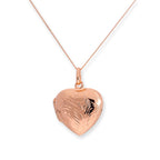 Roségold-beschichtetes, graviertes Herzmedaillon aus Sterlingsilber 16–22 Zoll