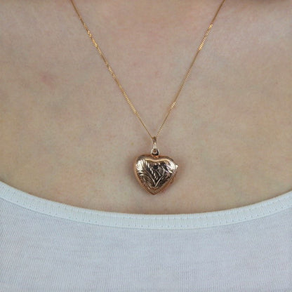 Rosévergoldet Sterlingsilber Graviert Herz Medaillon 40,5 - 56cm