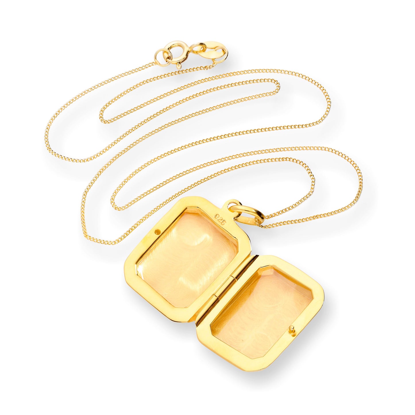 Vergoldetes, gravierbares achteckiges Medaillon aus Sterlingsilber, 16–22 Zoll