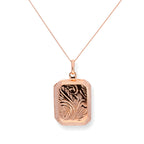 Roségoldbeschichtetes, graviertes, achteckiges Medaillon aus Sterlingsilber, 16–22 Zoll