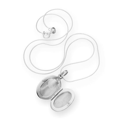 Ovales Medaillon aus Sterlingsilber mit Gravur an einer Kette, 16–22 Zoll
