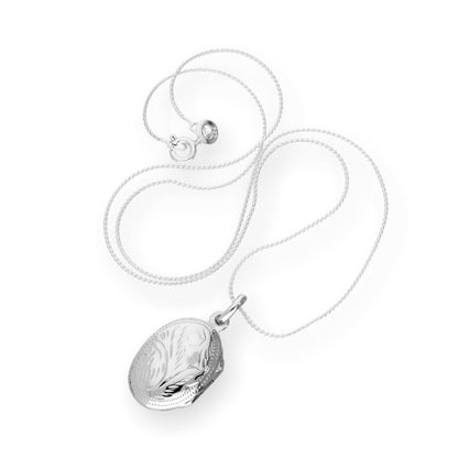 Ovales Medaillon aus Sterlingsilber mit Gravur an einer Kette, 16–22 Zoll