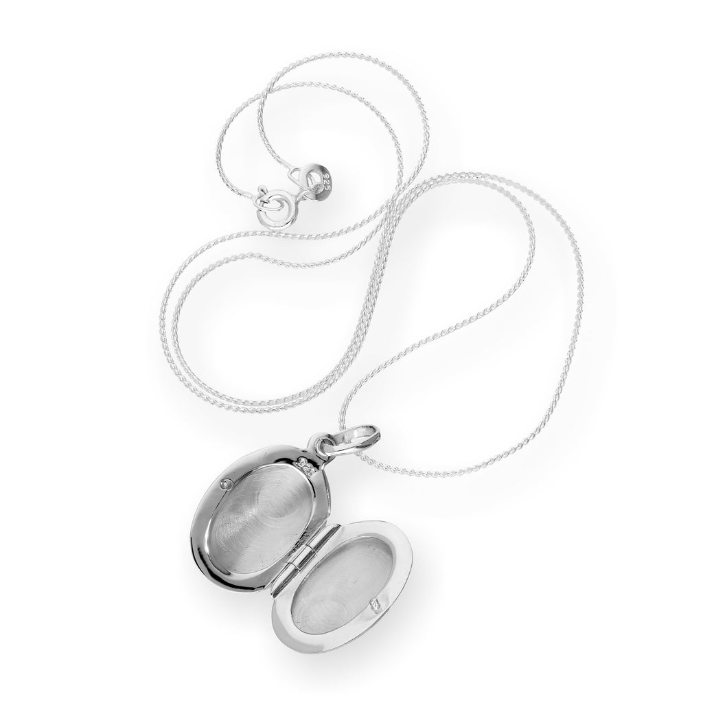 Ovales Medaillon aus Sterlingsilber mit Gravur an einer Kette, 40–55 cm