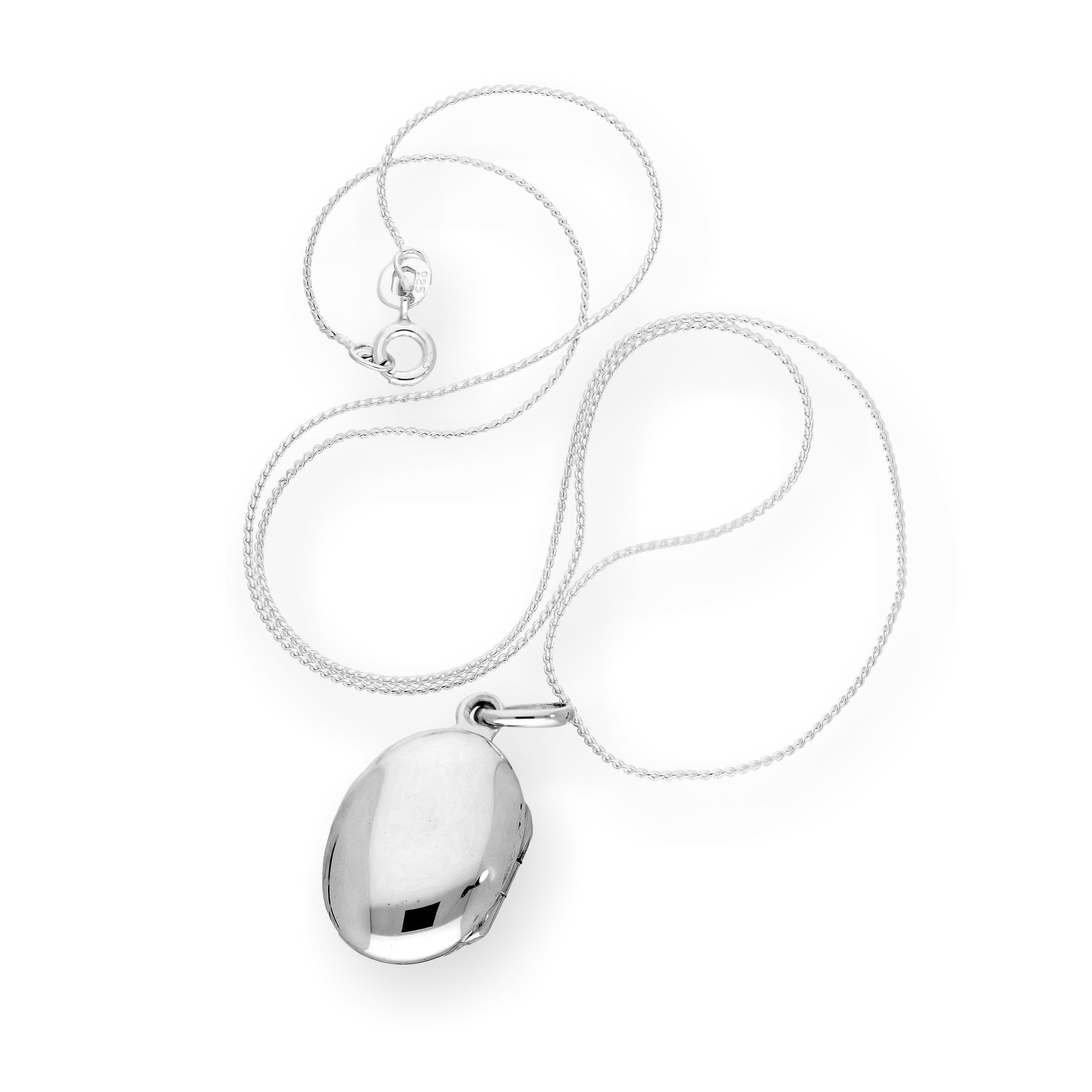 Ovales Medaillon aus Sterlingsilber mit Gravur an einer Kette, 16–22 Zoll