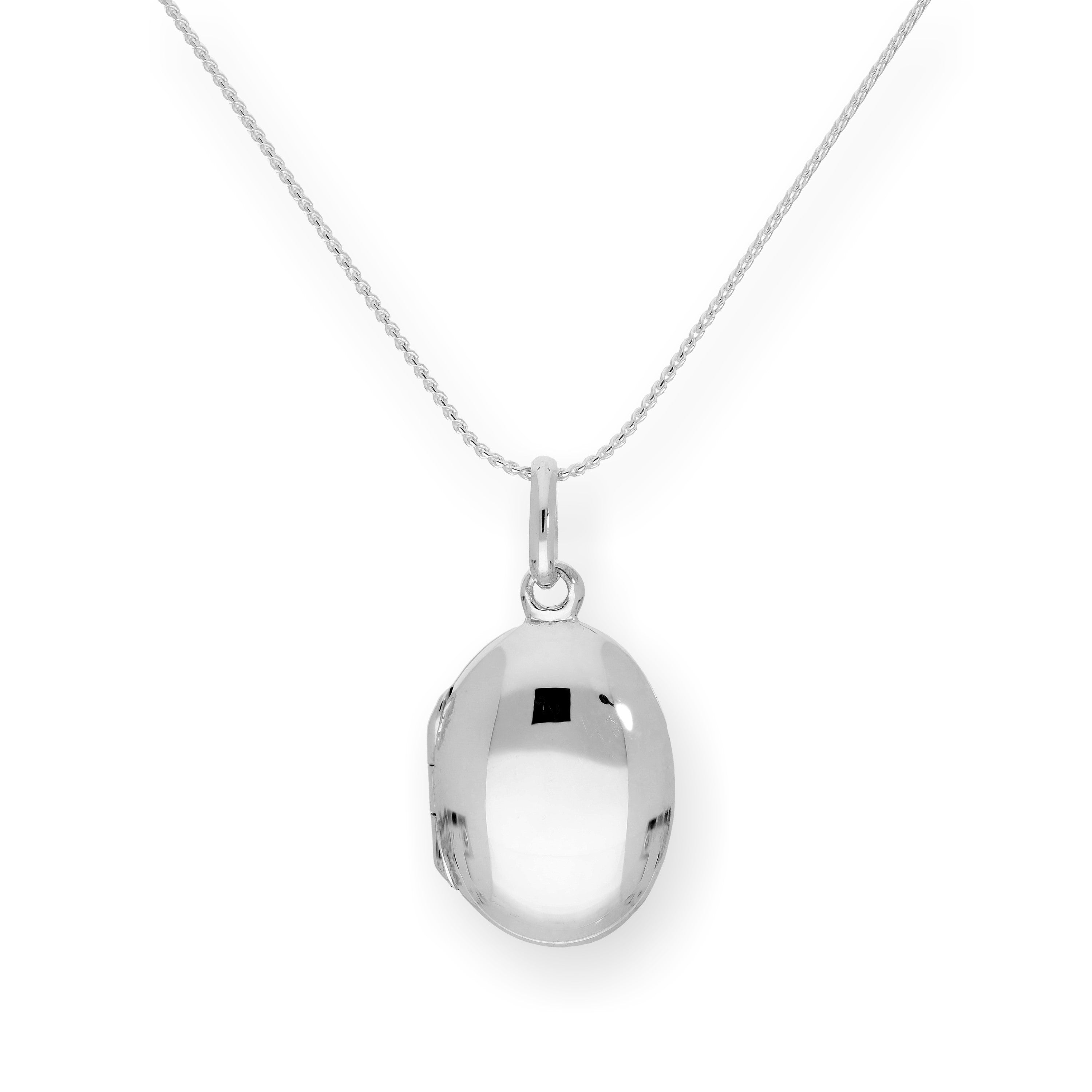 Ovales Medaillon aus Sterlingsilber mit Gravur an einer Kette, 16–22 Zoll