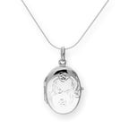 Ovales Medaillon aus Sterlingsilber mit küssenden Turteltauben und Rosen an Kette, 35 - 70 cm