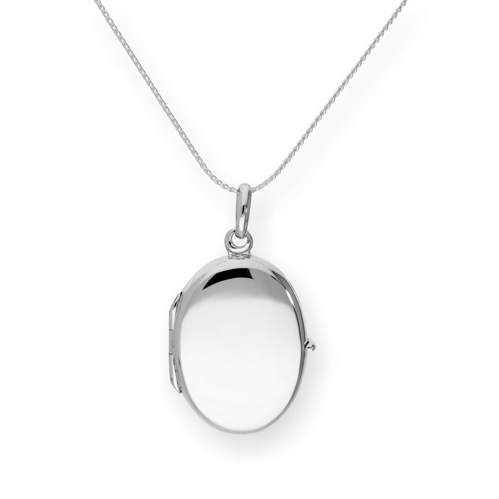 Ovales Medaillon aus Sterlingsilber mit Gravur an einer Kette, 40–56 cm