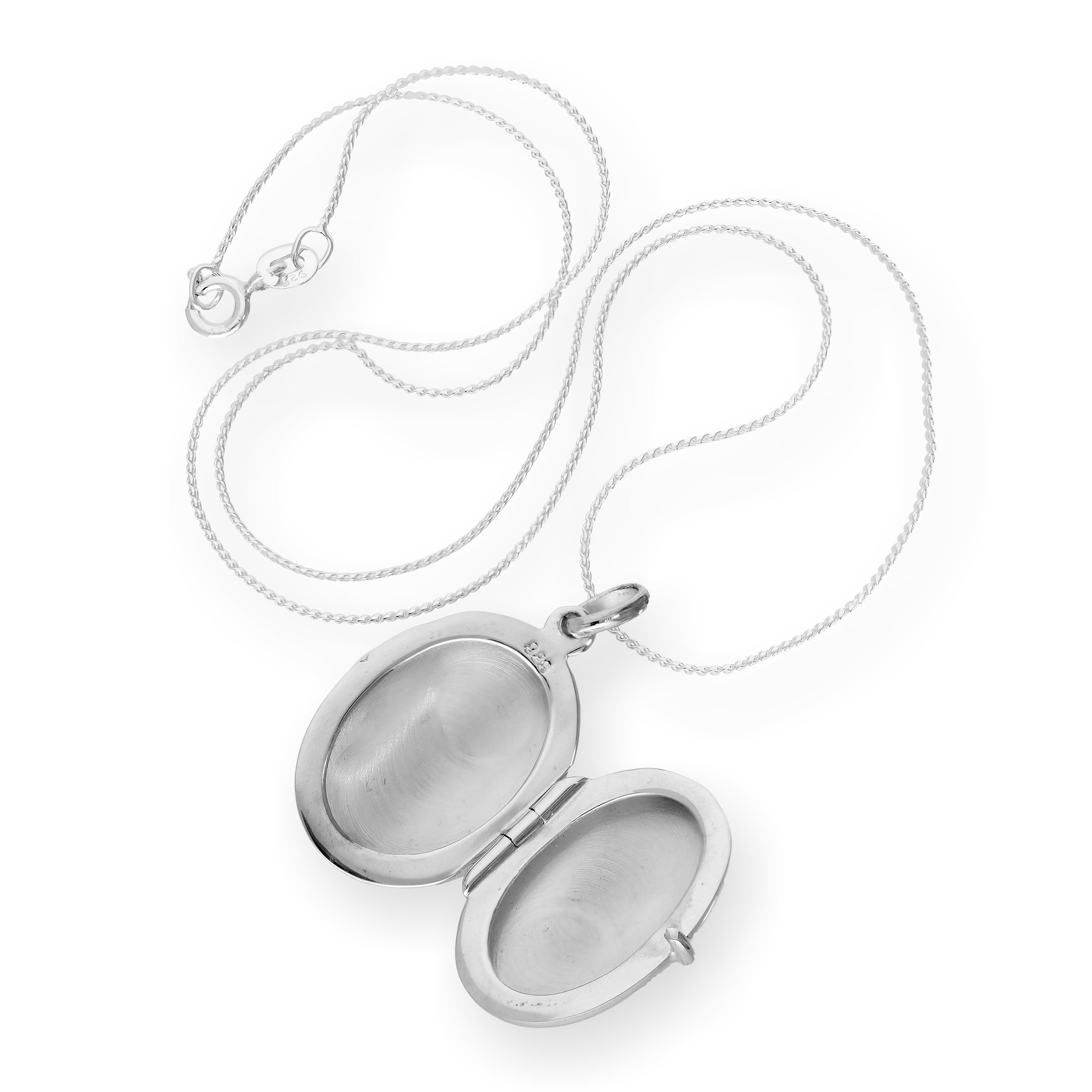 Sterlingsilber Gravierbares Ovales Medaillon an einer Kette 16 - 22 Zoll