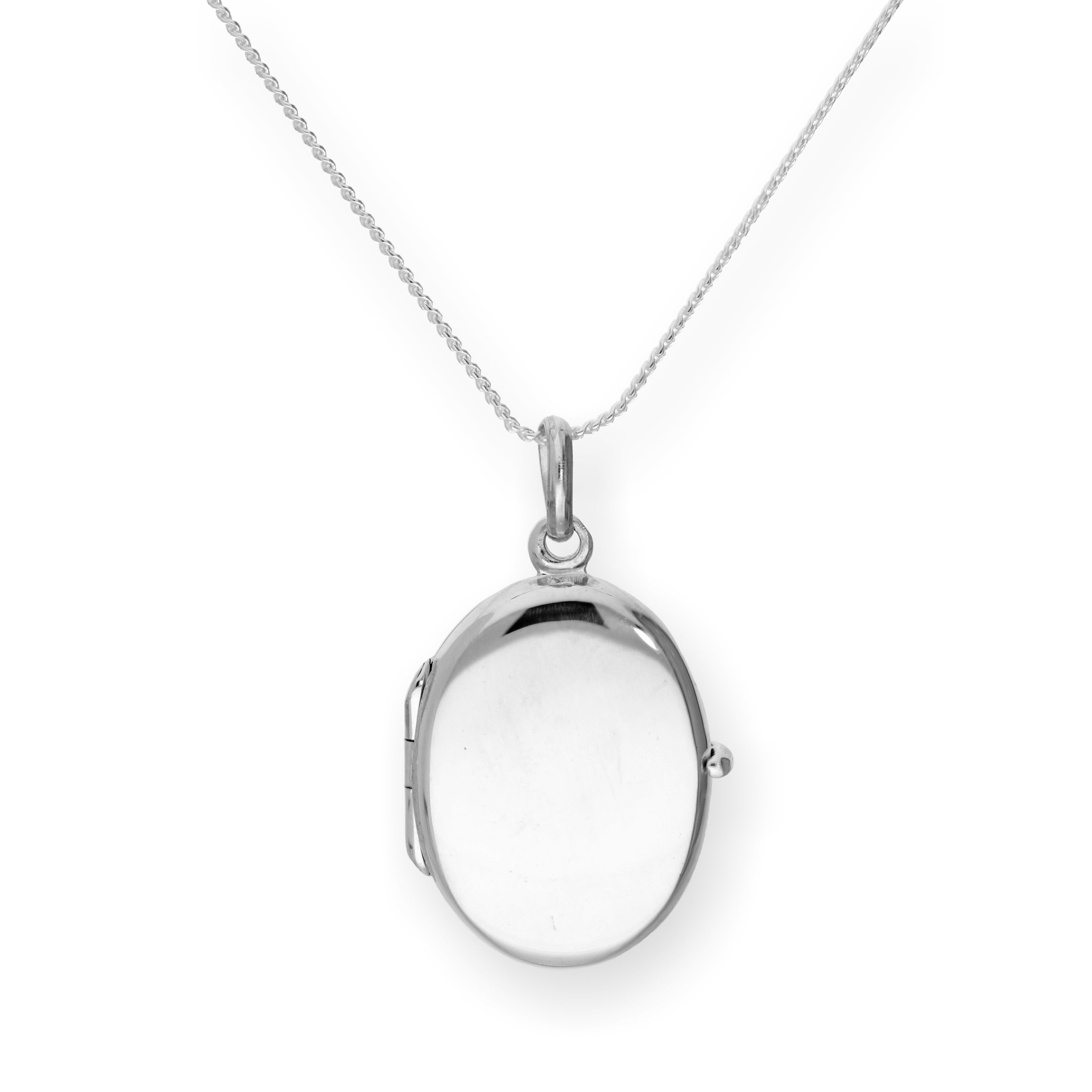 Sterlingsilber Gravierbares Ovales Medaillon an einer Kette 16 - 22 Zoll