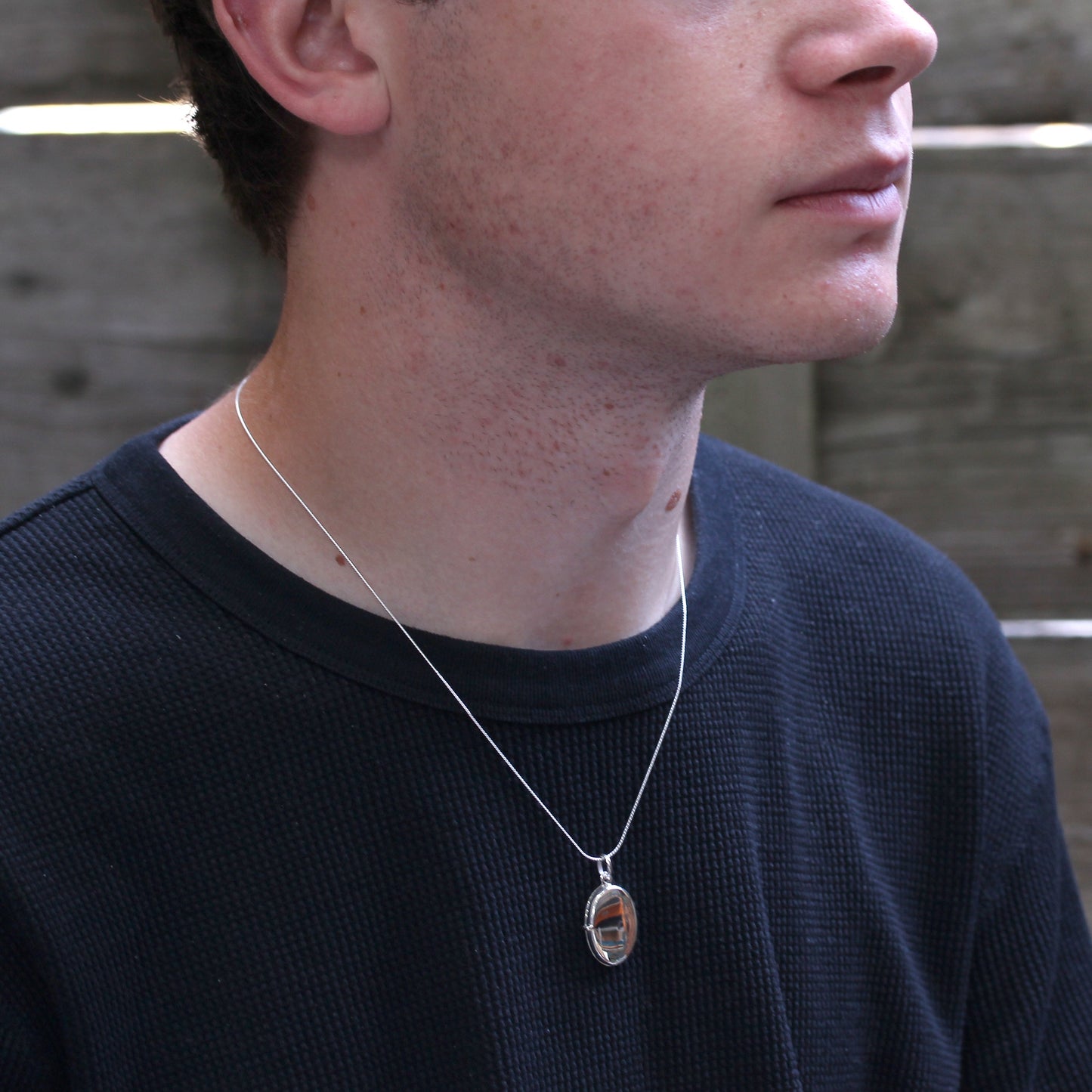 Sterling Silber Gravierbares Ovales Medaillon an einer Kette 16 - 22 Zoll