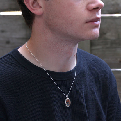 Sterling Silber Gravierbares Ovales Medaillon an einer Kette 16 - 22 Zoll