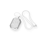 Großes graviertes achteckiges Medaillon aus Sterlingsilber an einer Kette, 40–56 cm