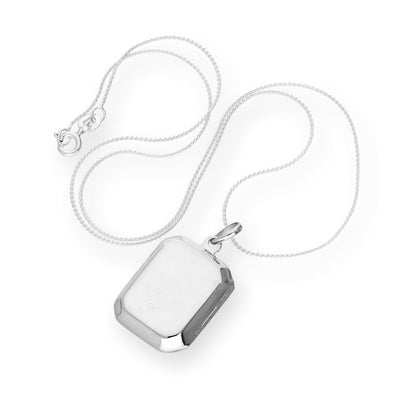 Gravierbares achteckiges Medaillon aus Sterlingsilber an einer Kette, 40–56 cm