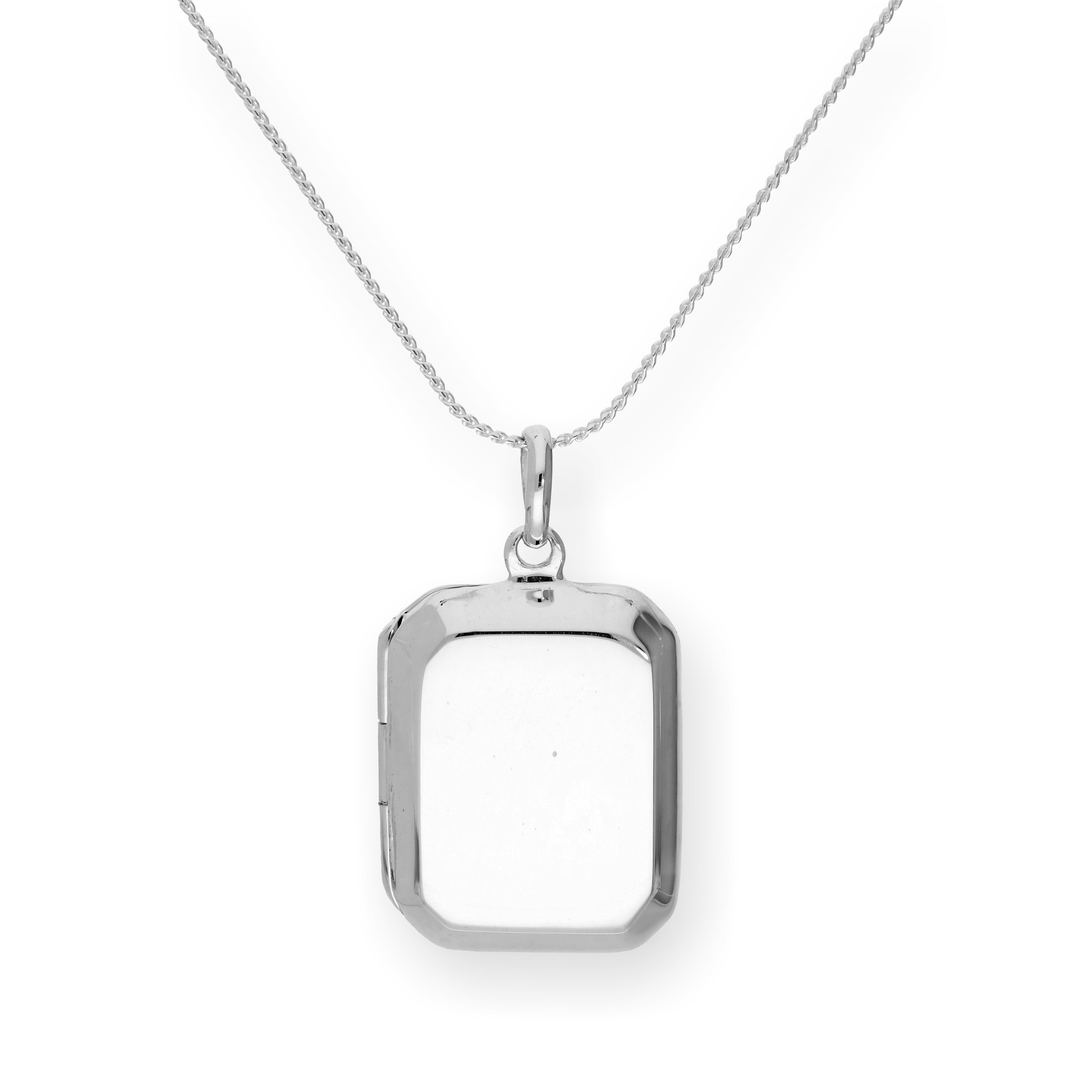 Gravierbares achteckiges Medaillon aus Sterlingsilber an einer Kette, 40–56 cm