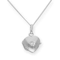 Kleines Sterlingsilber & CZ Kristall gravierbares Herzmedaillon an einer Kette 40-55 cm