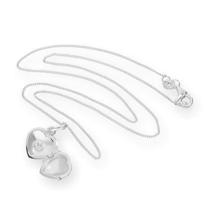 Kleines Sterling Silber & CZ Kristall gravierbares Herzmedaillon an einer Kette 16-22 Zoll