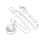 Sterlingsilber & CZ Kristall Gravierbares Rundes Medaillon an einer Kette 40 - 55 cm