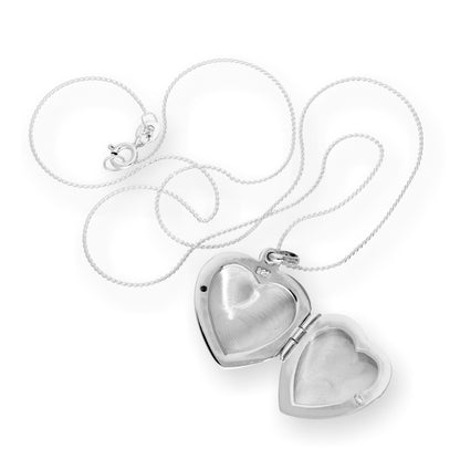 Sterling Silber Gravierbares Herzmedaillon an einer Kette 16 - 22 Zoll