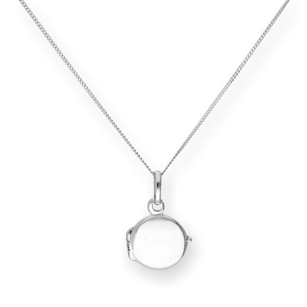 Kleines gravierbares rundes Medaillon aus Sterlingsilber mit Kette 16–22 Zoll