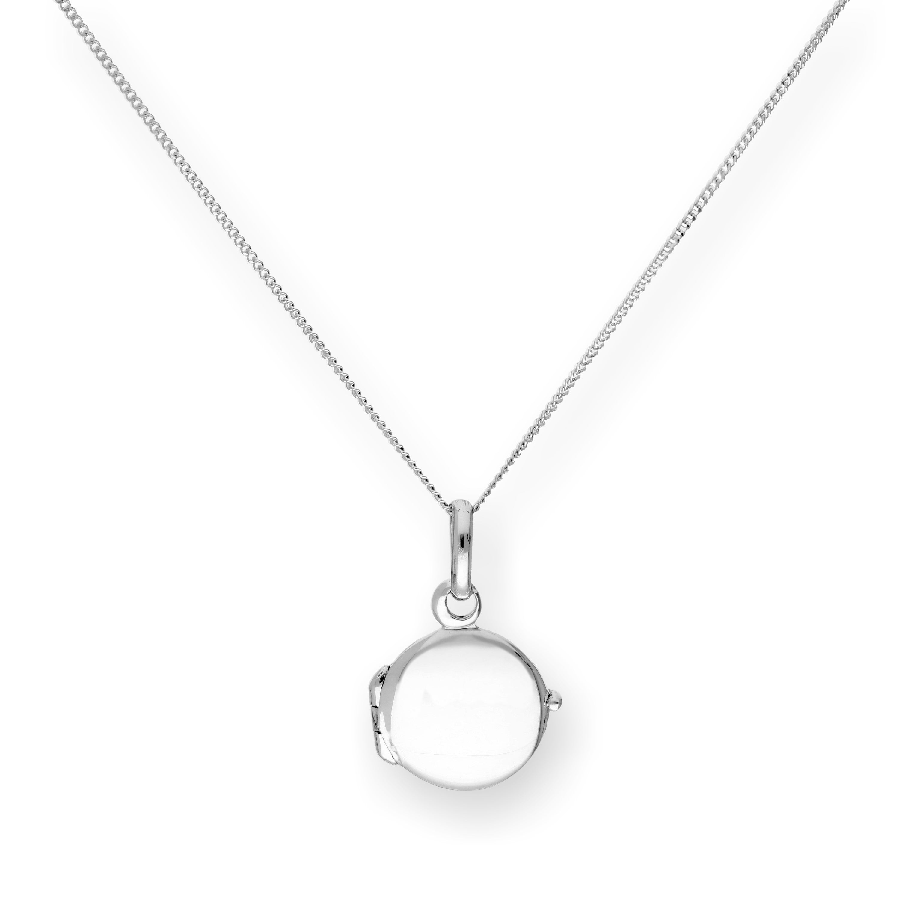 Kleines gravierbares rundes Medaillon aus Sterlingsilber mit Kette 16–22 Zoll