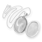 Großes graviertes ovales Medaillon aus Sterlingsilber mit Kette, 16–24 Zoll