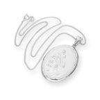 Großes graviertes ovales Medaillon aus Sterlingsilber mit Kette, 16–24 Zoll