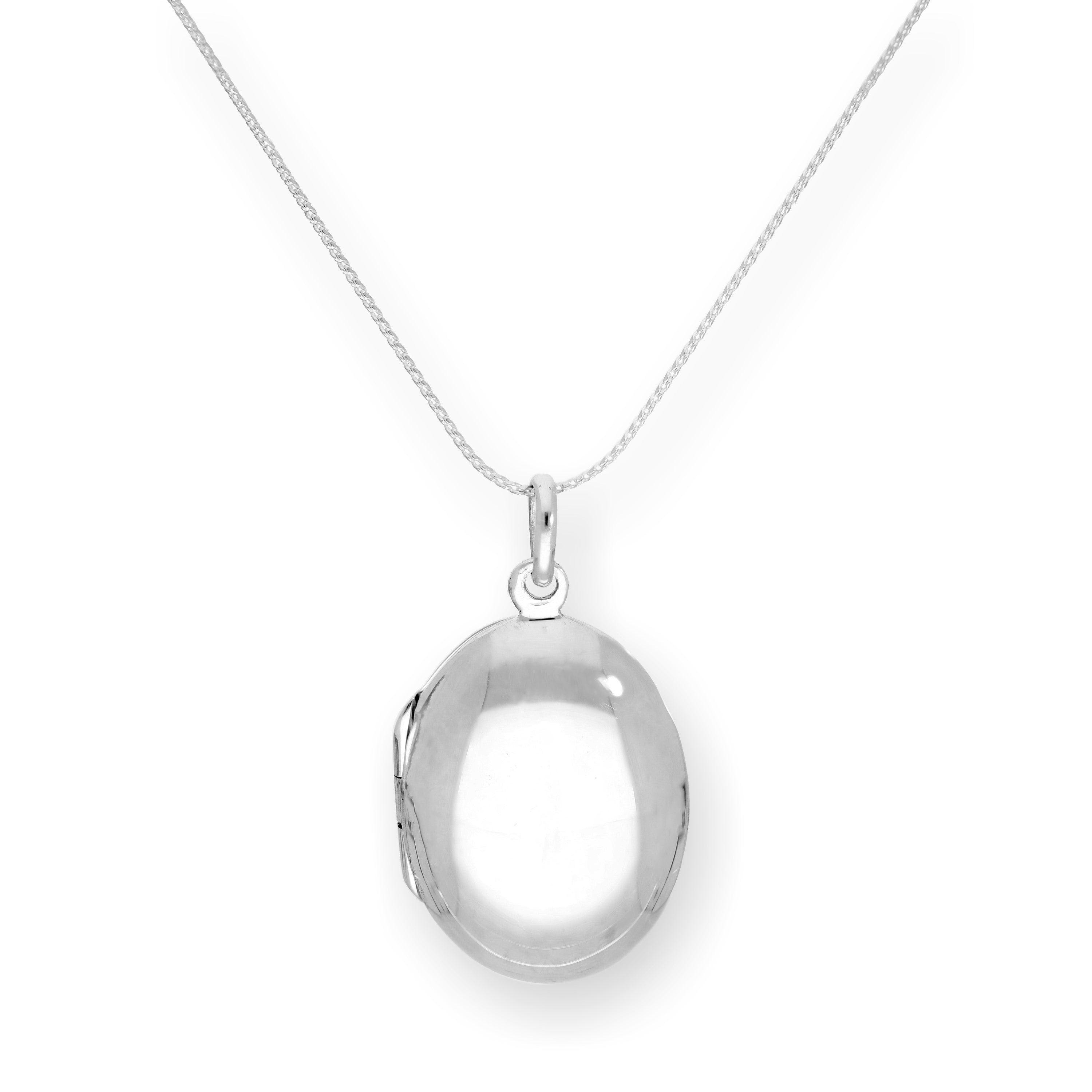 Gravierbares ovales Medaillon aus Sterlingsilber mit Kette 16–22 Zoll