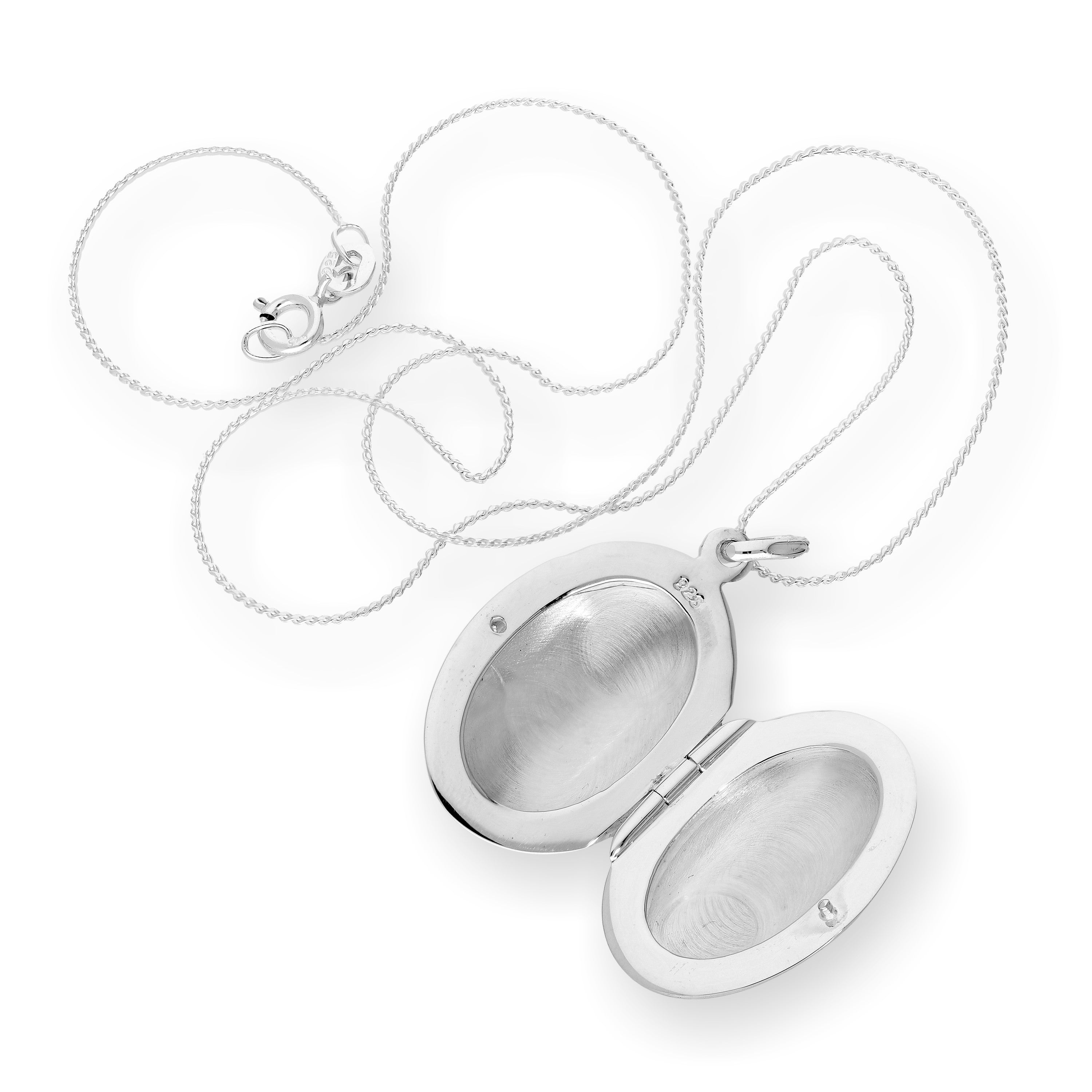 Sterlingsilber graviertes ovales Medaillon an einer Kette 16 - 22 Zoll