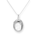 Sterlingsilber graviertes ovales Medaillon an einer Kette 16 - 22 Zoll