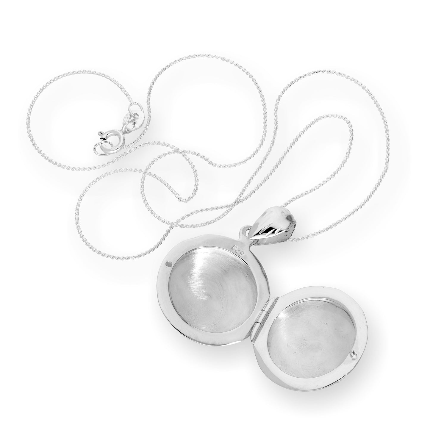 Sterling Silver Round Engraved Locket on Chain 16 - 22 Inches