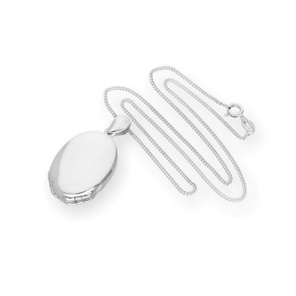 Sterling Silber 4 Foto Ovales Familienmedaillon an einer Kette 16 - 24 Zoll