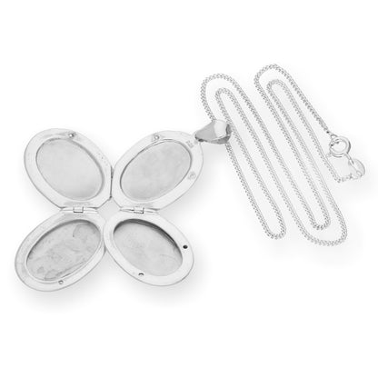 Sterling Silber 4 Foto Ovales Familienmedaillon an einer Kette 16 - 24 Zoll