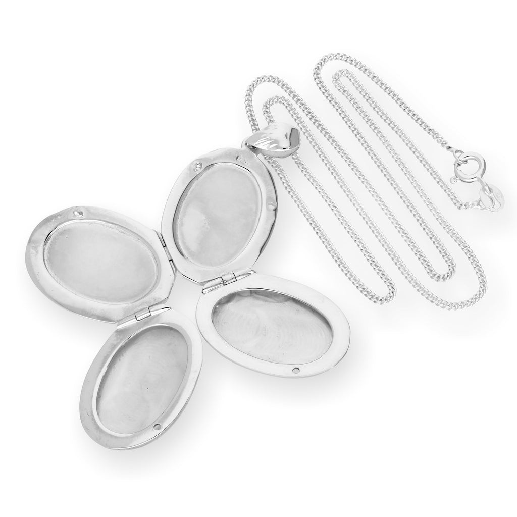 Sterlingsilber 4 Foto Familien Medaillon an Kette 40 - 60 cm