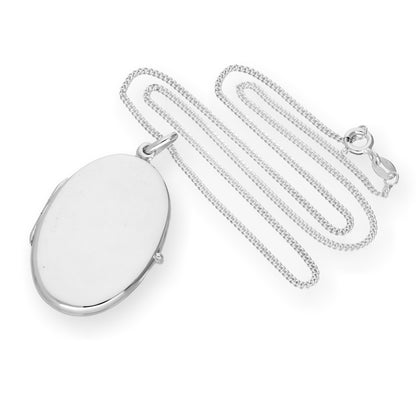 Großes gravierbares ovales Medaillon aus Sterlingsilber, 16–24 Zoll