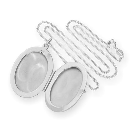 Großes gravierbares ovales Medaillon aus Sterlingsilber, 16–24 Zoll