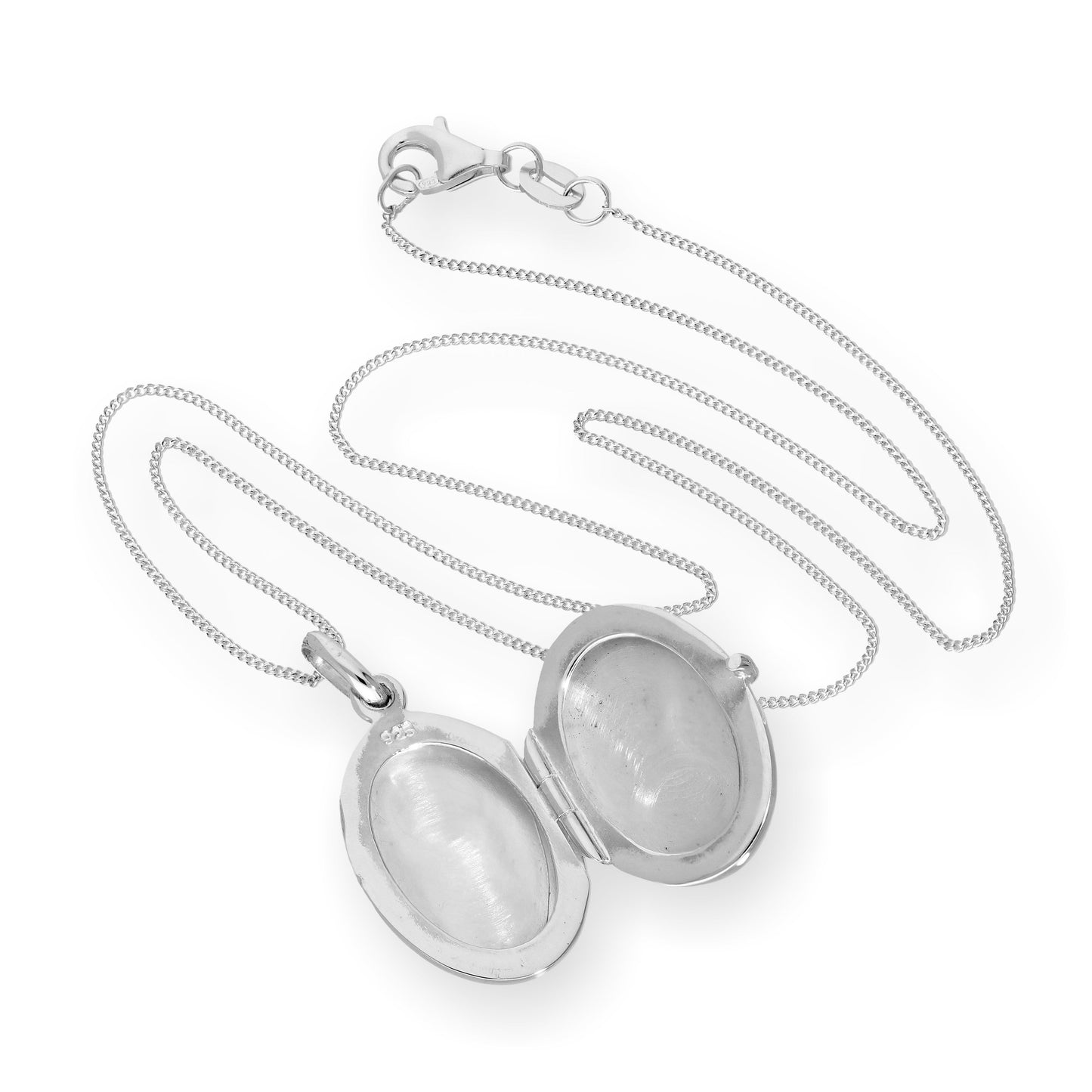 Ovales Medaillon aus Sterlingsilber mit Gravur an einer Kette, 16–22 Zoll