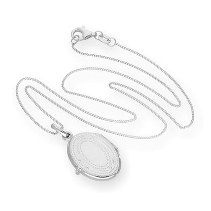 Ovales Medaillon aus Sterlingsilber mit Gravur an einer Kette, 16–22 Zoll