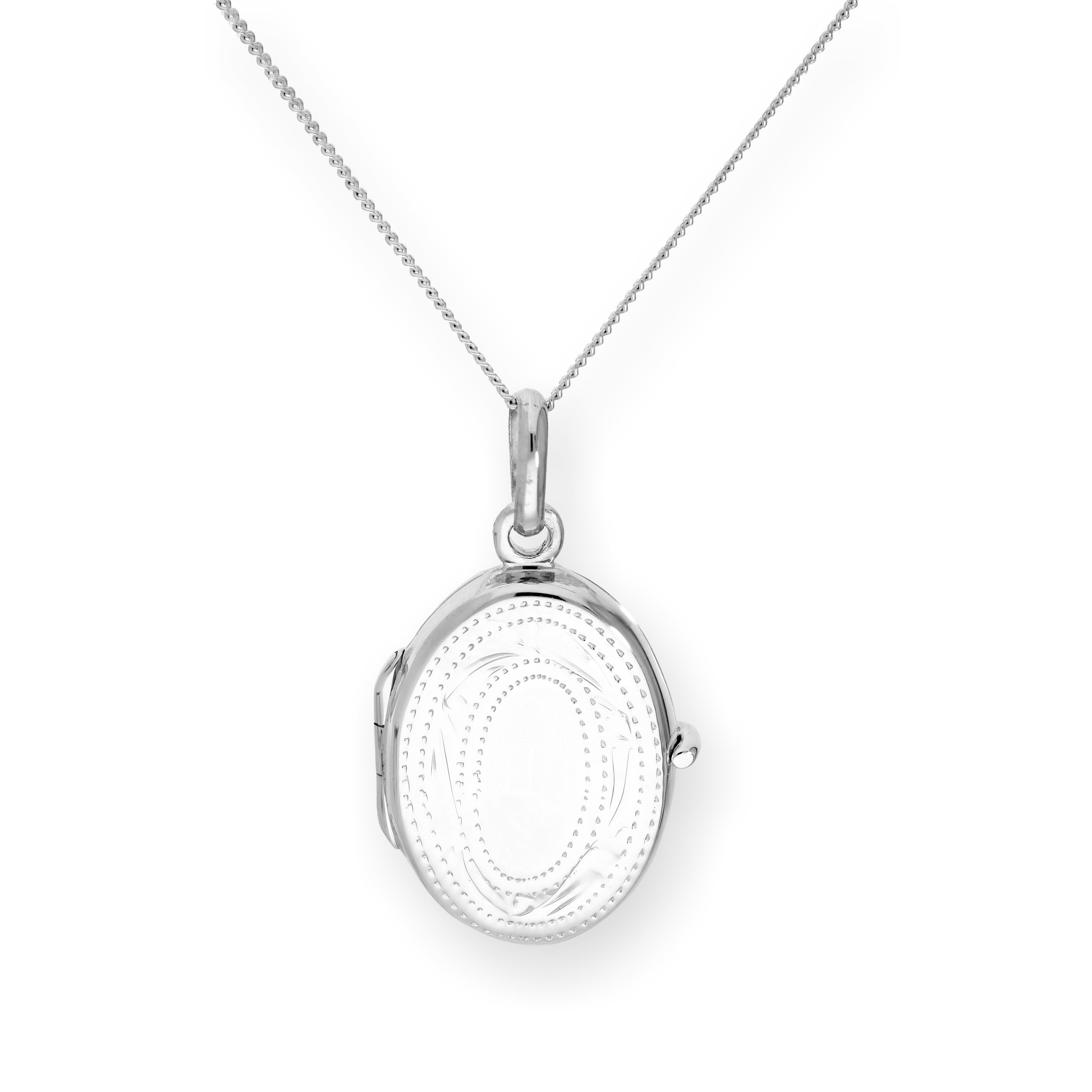 Ovales Medaillon aus Sterlingsilber mit Gravur an einer Kette, 16–22 Zoll