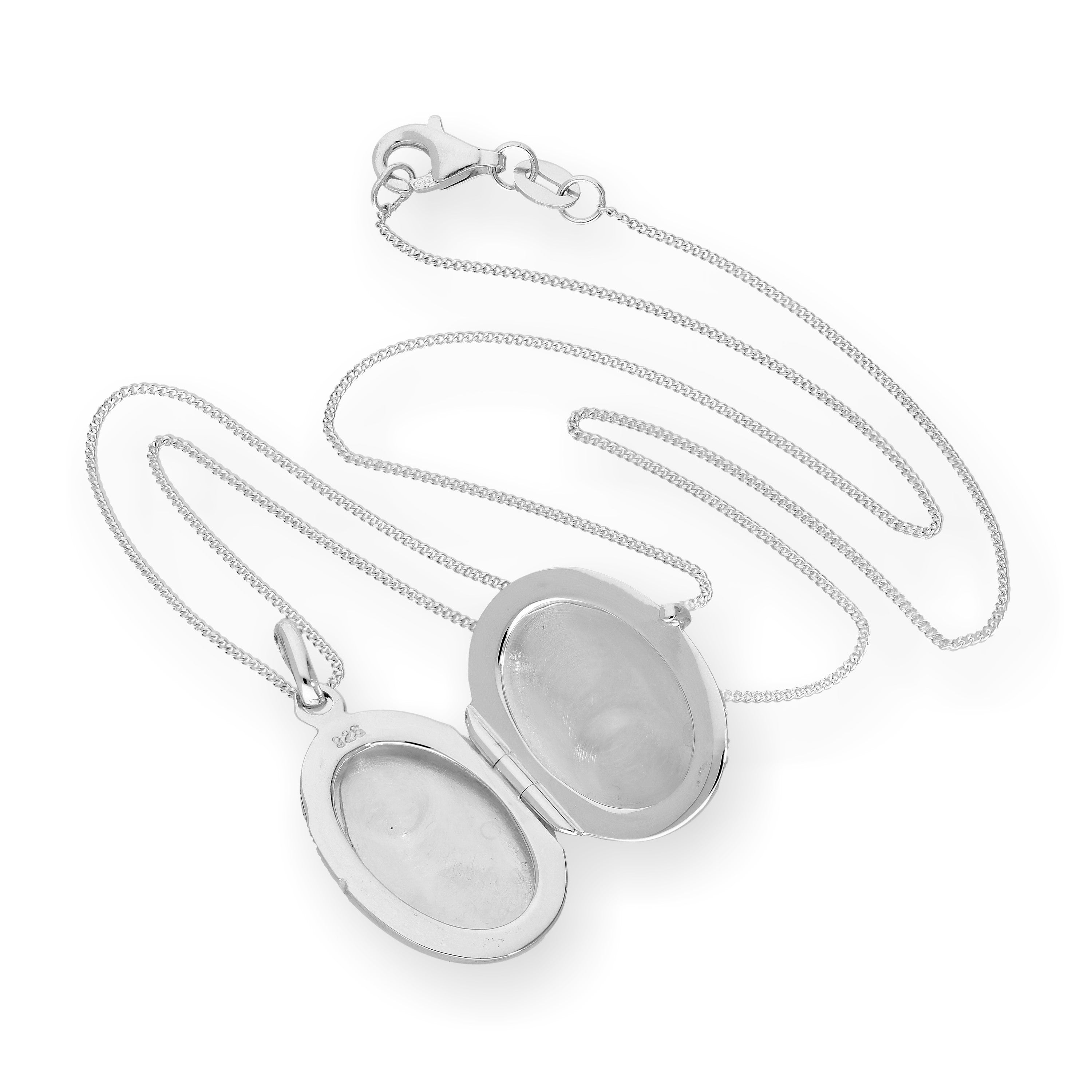 Sterlingsilber Gravierbares Ovales Medaillon an einer Kette 16 - 22 Zoll