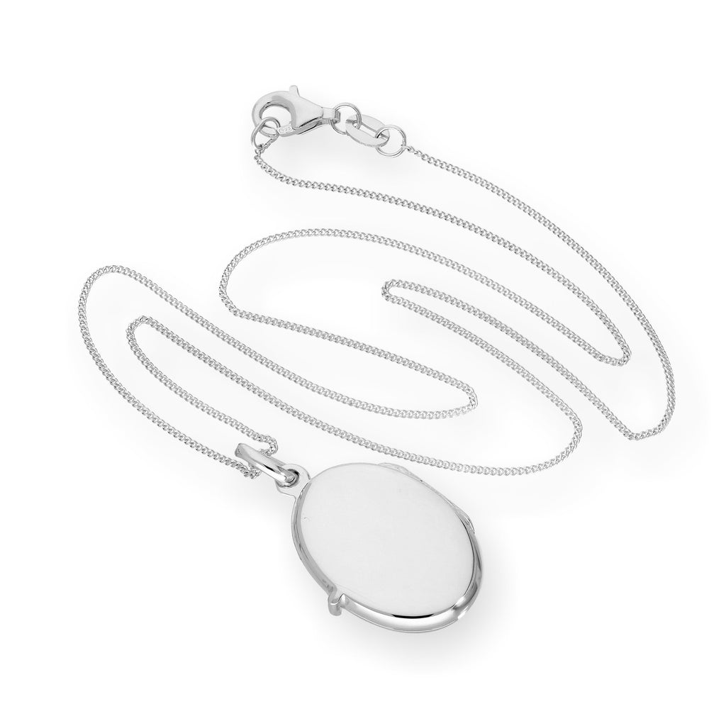 Sterlingsilber Gravierbares Ovales Medaillon an einer Kette 16 - 22 Zoll