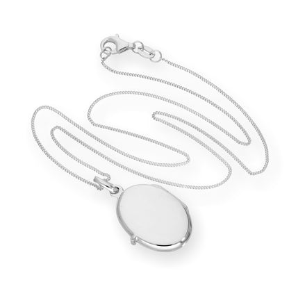 Sterling Silber Gravierbares Ovales Medaillon an einer Kette 16 - 22 Zoll
