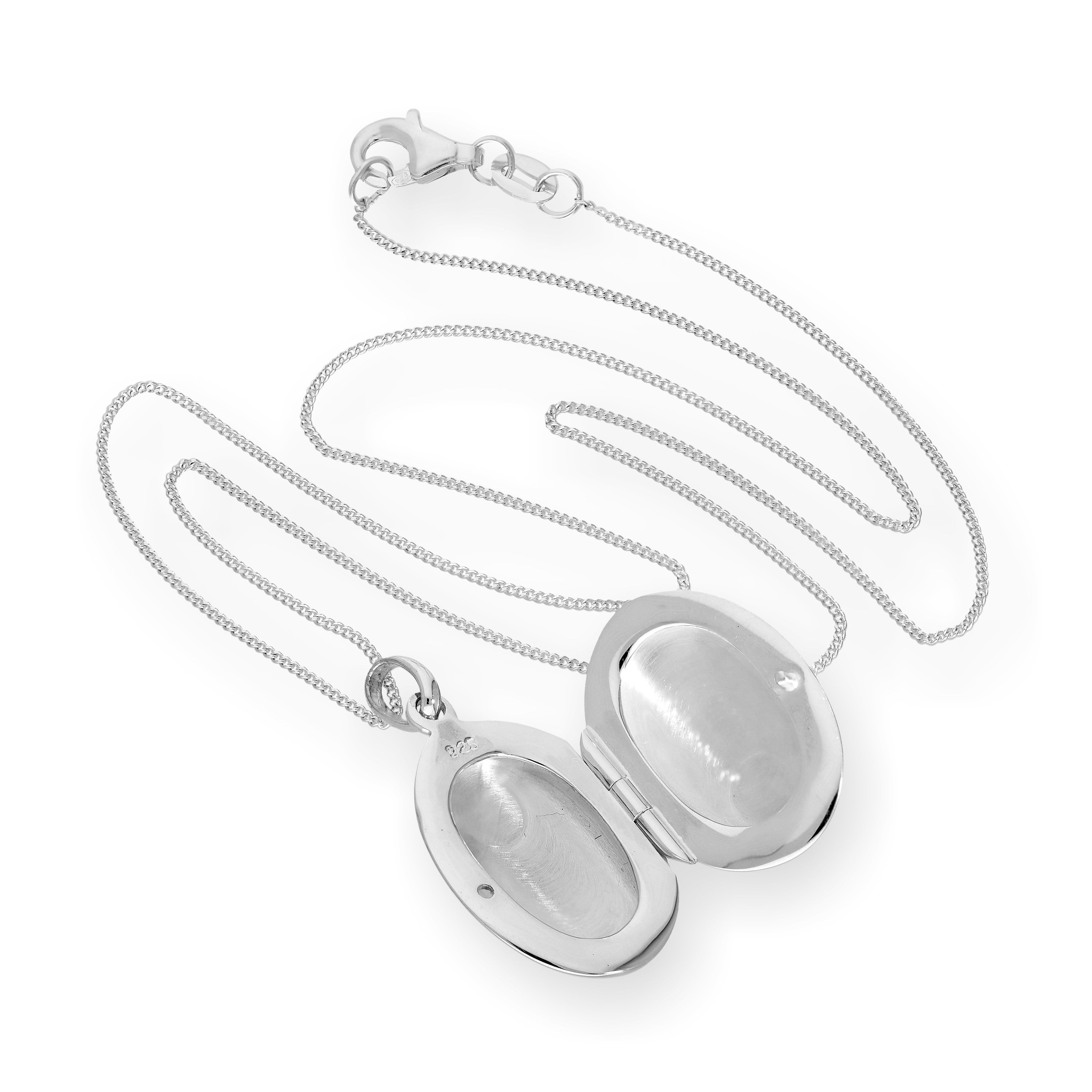 Sterlingsilber Ovales Graviertes Medaillon an einer Kette 16 - 22 Zoll