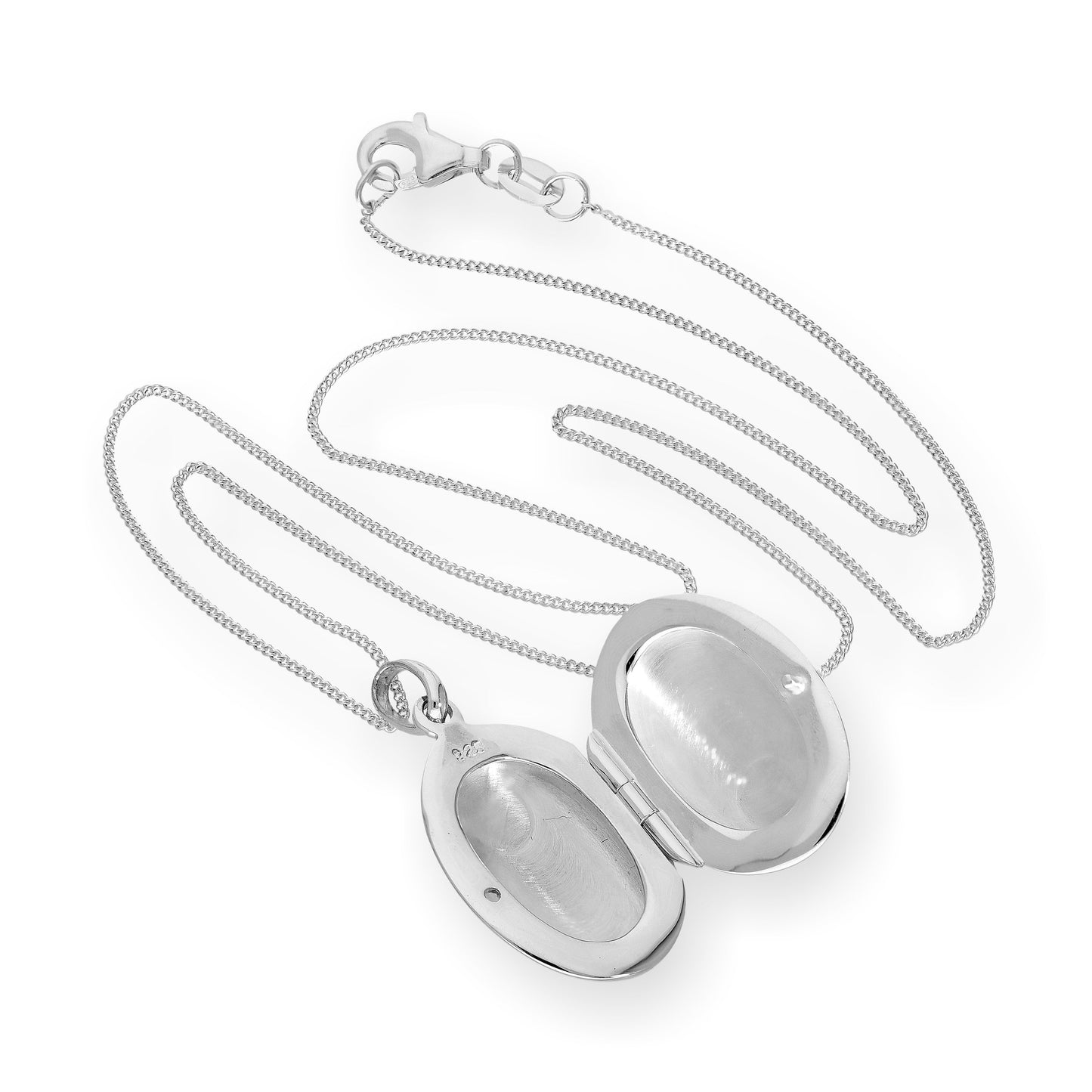 Sterling Silber ovales Medaillon mit Gravur an einer Kette 16 - 22 Zoll