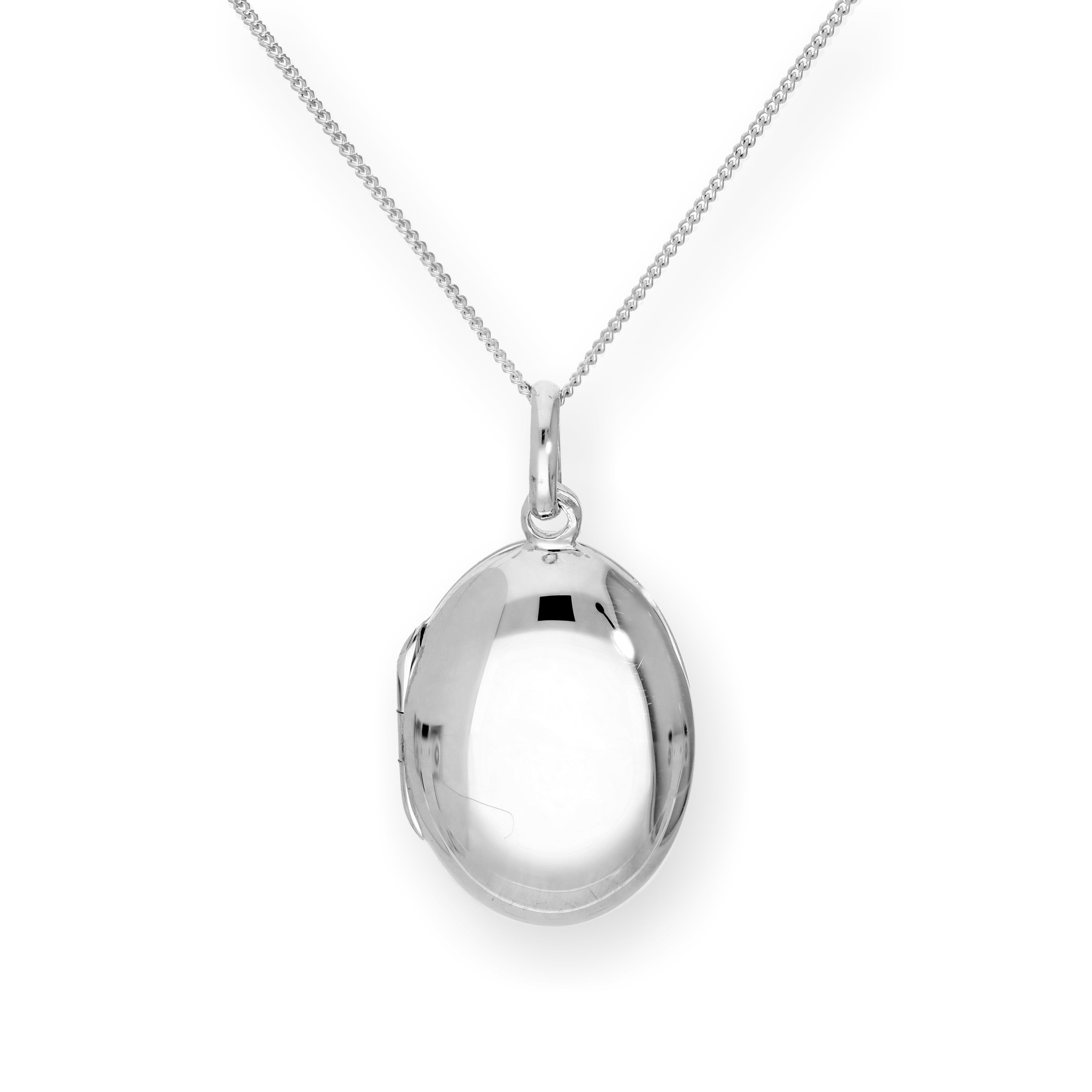 Sterlingsilber ovales Medaillon mit Gravur an einer Kette 16 - 22 Zoll